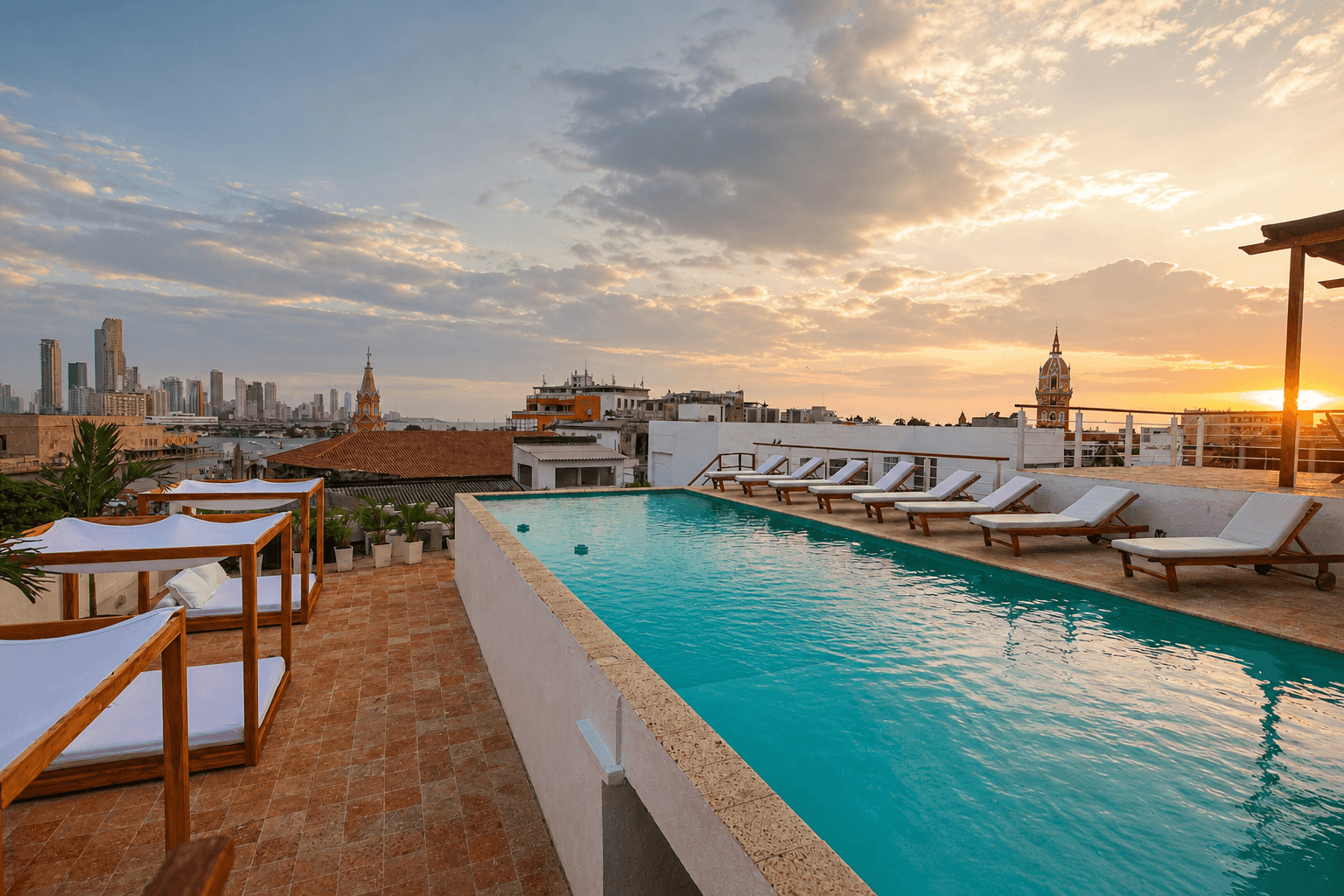 Rooftop villa pool overlooking Cartagena